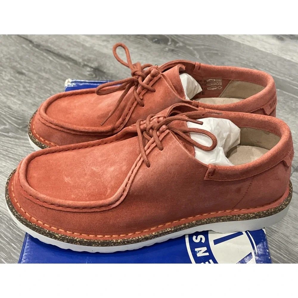 New Birkenstock Delano Coral Suede Sneaker EU 38N US L7 M5 - Picture 2 of 6